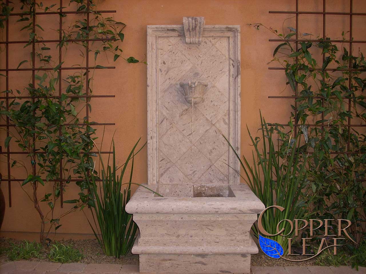 Cantera Fountain in Phoenix, AZ Copper Leaf Pools
